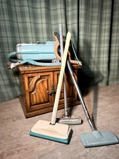 Large SET 1960s Teal Electrolux Automatic Model G Vacuum w/ 4 Attachments WORKS