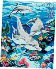 DIY Oil Painting Paintworks Paint by Number for Kids and 12"Wx16"L Dolphin Bay