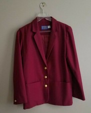 Vintage Classic Single Breasted Pendleton Red 3 Button Wool Blazer Size 8/10