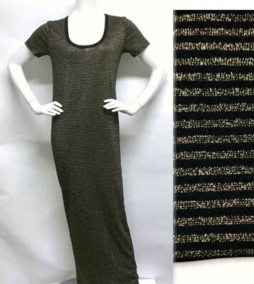 THURLEY AU Stretchy Maxi Dress GOLD STRIPE Saks Net A Porter Revolve 8 10 M  L | eBay