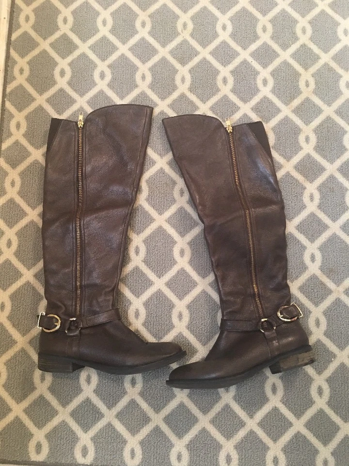 Mujer STEVE MADDEN Cuero Marrón Sobre la Rodilla Botas Talla. 8 Foto 2 de 4