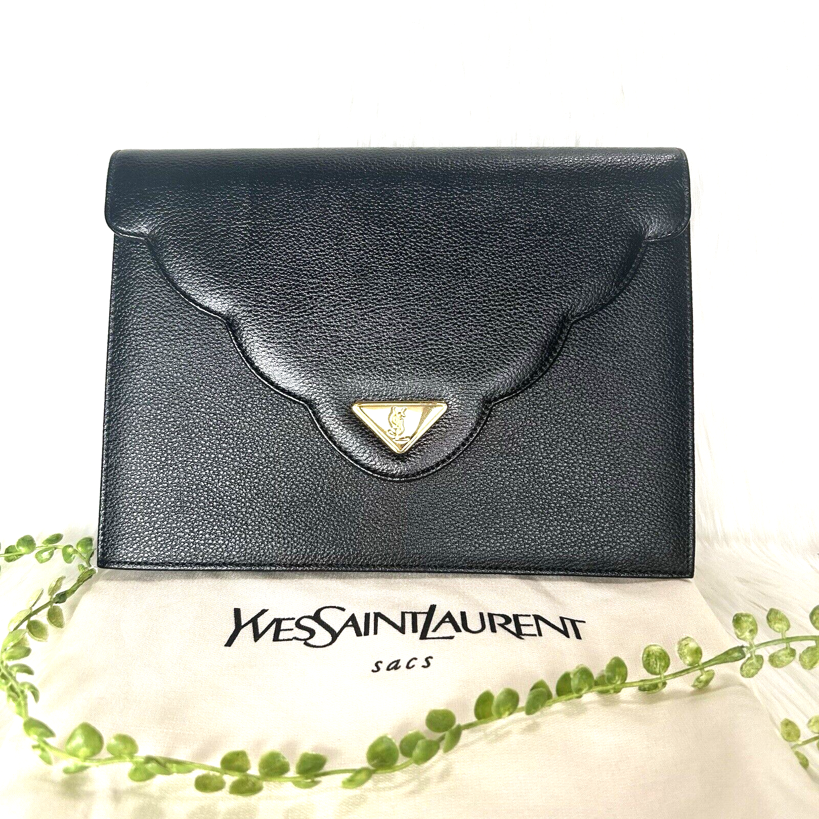 Borsa pochette Yves Saint Laurent in pelle nera borsa YSL *Rango AA Rara!*