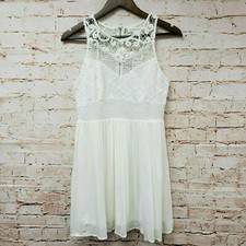 Forever 21 Womens Short Crochet Lace Dress Sleeveless Sz M White Lined New
