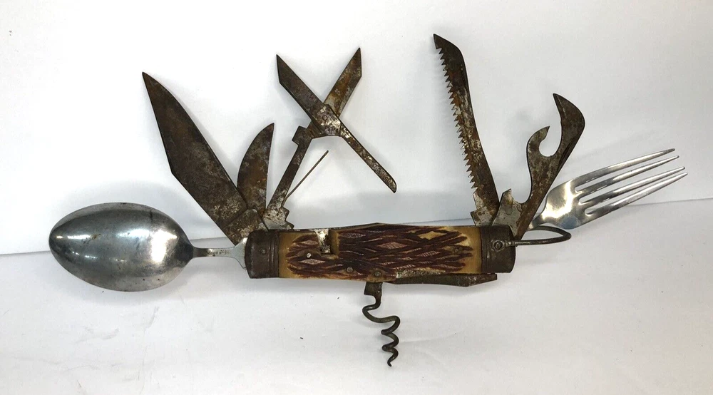 Multi-Tool Camping Camper Knife Survival Stainless Steel Vintage Boy Scout