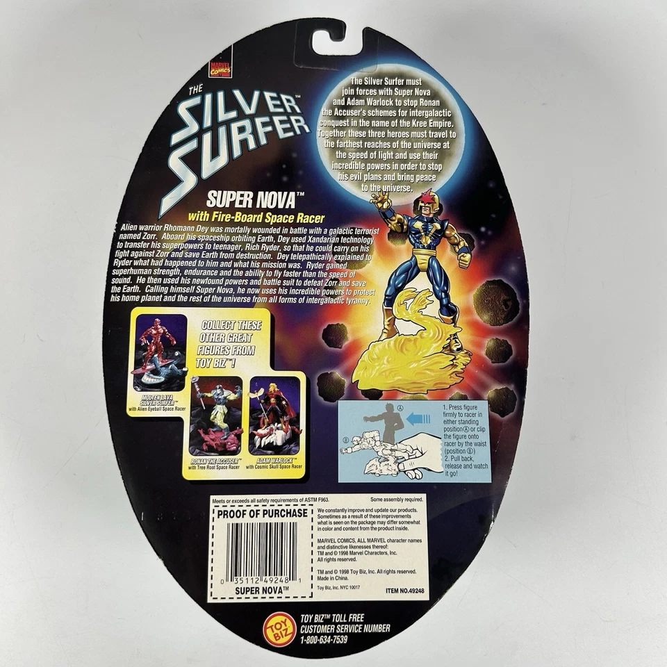 Figura de acción Silver Surfer Cosmic Power Space Racers SUPER NOVA de Toybiz 1998 Foto 2 de 4