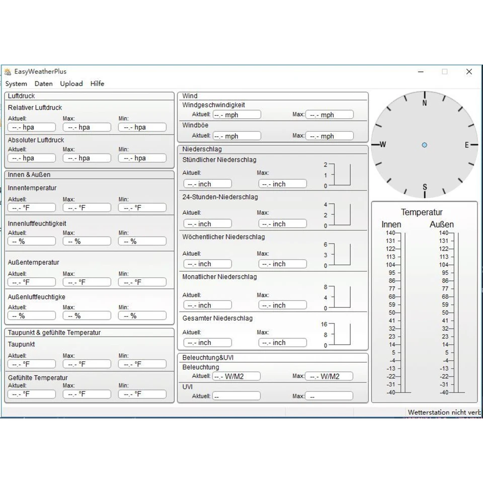 Profi PC Funk Wetterstation Regen Windmesser Innen-/Außen Temperatur Thermometer - Bild 4 von 4