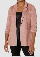 $149 FDJ French Dressing Jeans Women's Pink Faux Suede Open Front Coat Jacket S