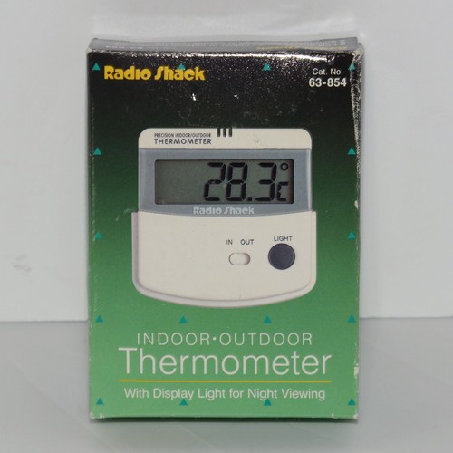 Radio Shack 63-854 Termometro LCD per interni esterni con supporto integrato vintage