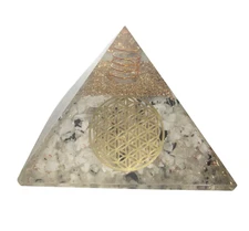 Rainbow Moonstone Orgonite Pyramid - Flower Of Life - A