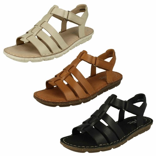 LADIES CLARKS BLAKE JEWEL LEATHER FLAT SLINGBACK COMFORT GLADIATOR SANDALS SIZE - Afbeelding 1 van 28