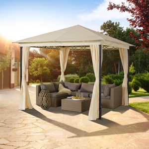 Gartenpavillon 3x3m Pavillon Metall Gartenzelt Gazebo Partyzelt Stahl Champagner Ebay