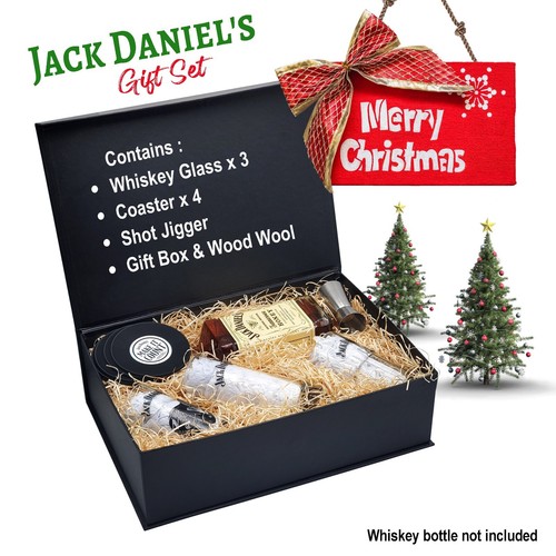 Jack Daniels Gift Set Whiskey Glasses Tumblers Coasters Jigger Box