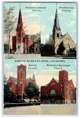 #ad 19120 Swedish Lutheran Presbyterian Baptist Church Mankato Minnesota MN Postcard $19.47