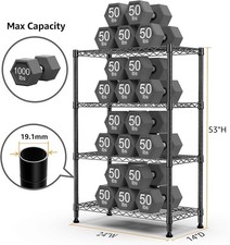 14''24''53''Heavy Duty 4-Tier Adjustable Metal Wire Shelves Garage, Black