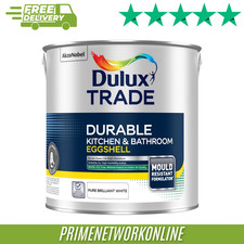 Image of Dulux Trade Kitchen & Bathroom Eggshell Pure Brilliant White 2.5L 100% GENUINE