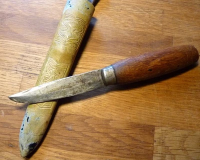Kleines Vintage Mora Messer Erik Frost mit Lederscheide Moraknife Schweden - Bild 1 von 4