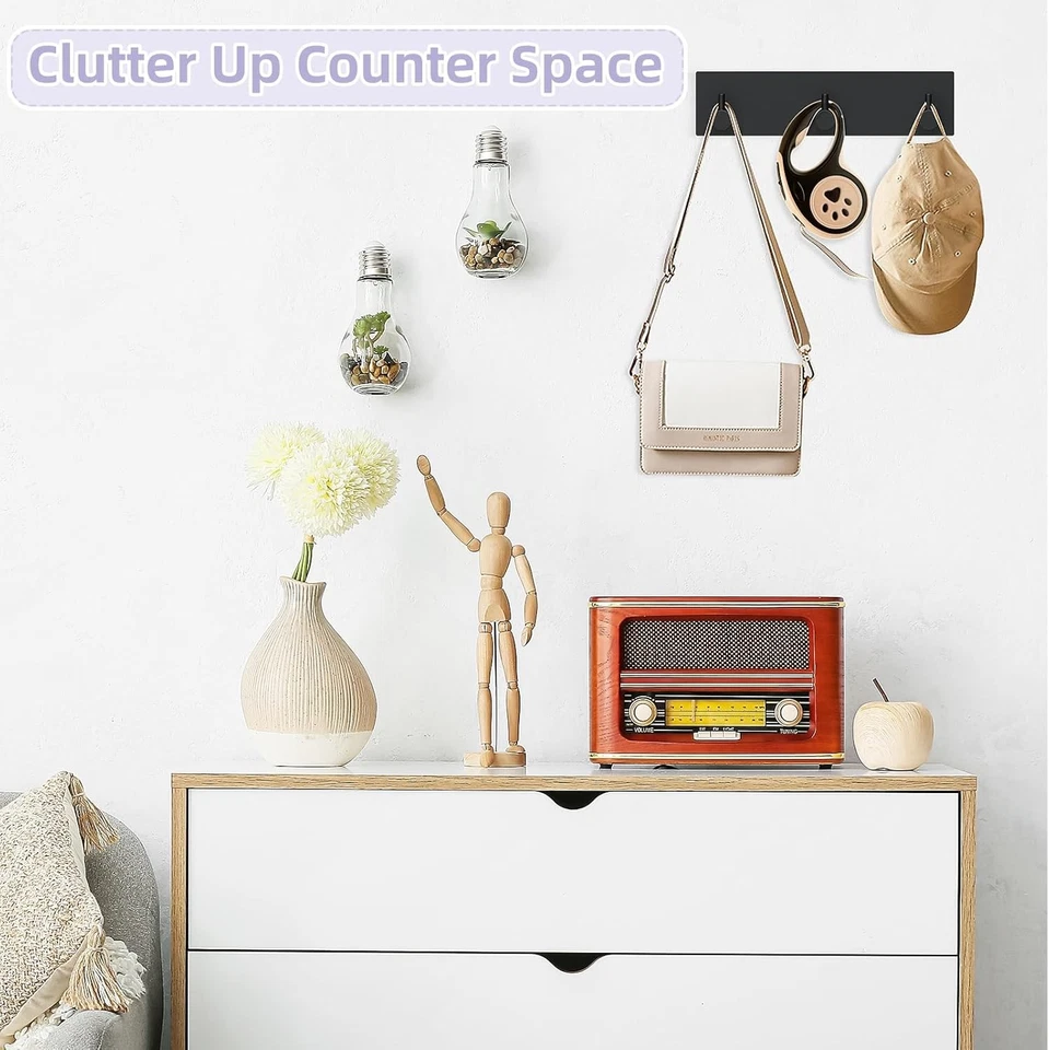 Porta-chaves VIS'V suporte de parede, pequeno cabide de chave autoadesivo de metal com 3 ganchos,  - Imagem 4 de 4