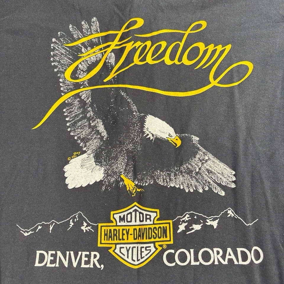 VTG 1983 Harley Davidson Deadstock Denver Freedom Eagle Old Timer XL Shirt NOS - Image 2 of 4