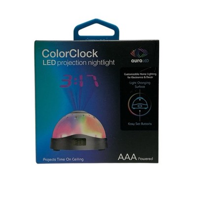 Tzumi Aura LED Projection Nightlight COLOR CLOCK - Battery Operated *NEW*