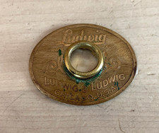 LUDWIG 1920s Vtg Oval Gold BADGE Logo Plate Snare Bass Drum Emblem Part Grommet