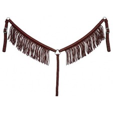 Hilason Horse Breast Collar – Flat Braided Paracord with Fringes Brown