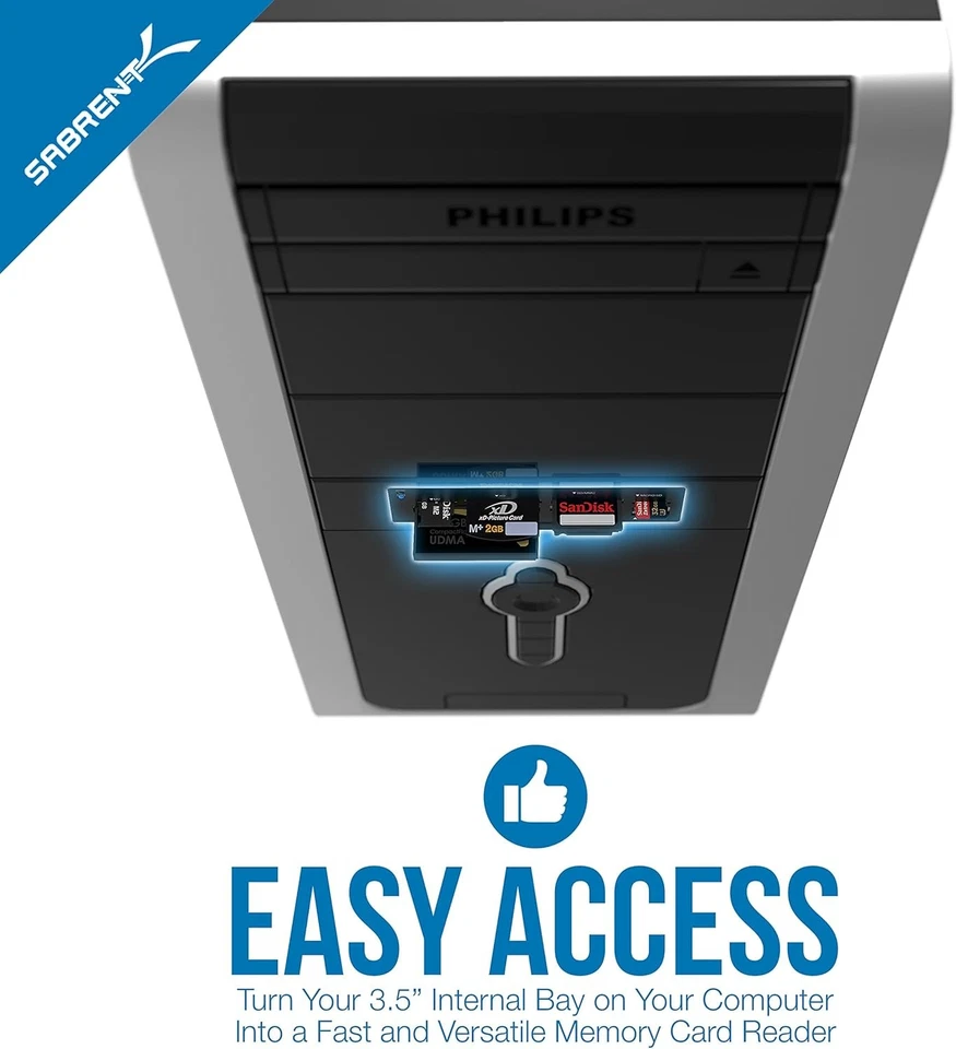 Lector/grabador de tarjetas multimedia flash interno SABRENT 74 en 1 de 3,5 pulgadas con puerto USB Foto 4 de 4