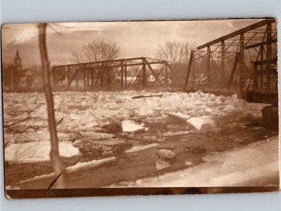 c1910 Collapsed Main St Bridge CHARLES CITY Iowa IA Floyd County Street RPPC