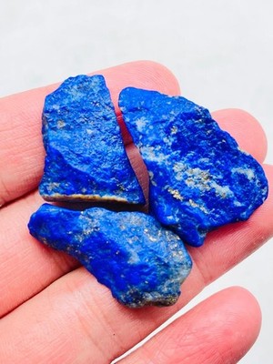  Lapis Lazuli Rough Stone 3 PCs Natural Stone Rock  Deep Blue with Pyrite 059