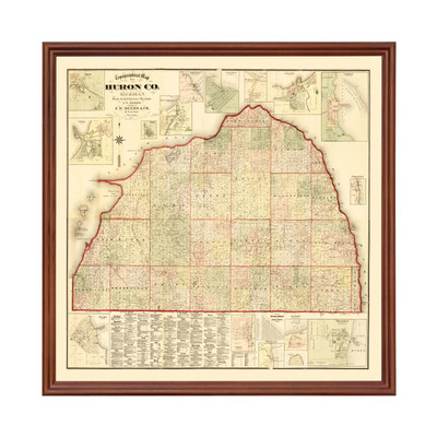 #ad Old Map of Huron County MI 1875 Vintage Michigan Art $149.99