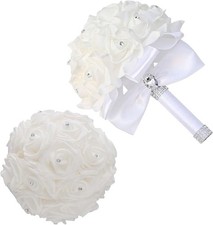 Ramo Grande De Flores De Novia Artificial Con Rosas Dama de Honor Bodas Fiestas