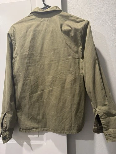 RRL Ralph Lauren Green Cotton Twill Military Jacket Shirt Pockets Size S image 5