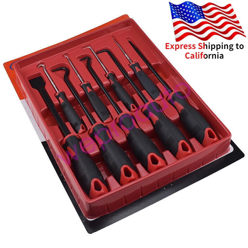 Auto Repair 9PCS Removal Tool Scraper Hook Pick Set O Rings Seals Rubber Handle