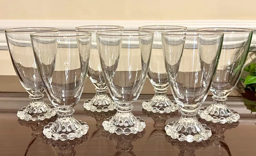 Vintage Set of 7 Anchor Hocking BERWICK BOOPIE CLEAR 5.5" Water Goblets