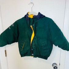 Vintage boys Nautica winter coat jacket J Class green down filled puffer sz L 6