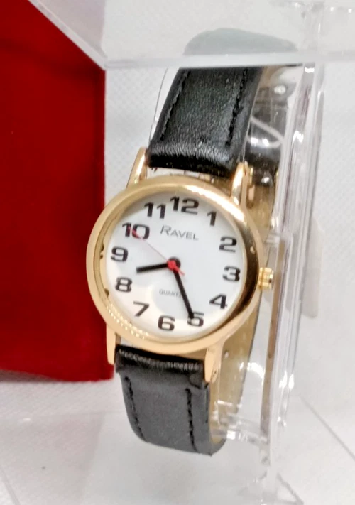 RAVEL Women's Gold Tone Black Faux Leather Strap Quartz Watch - VGC & Working - Image 2 of 4