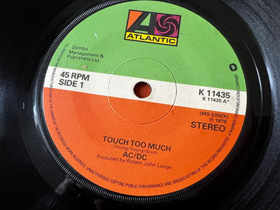 AC/DC Touch Too Much 1979 7'' Single Live Wire Shot Down In Flames EX