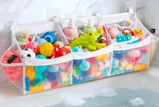 Extra Large Bath Toy Organizer with 3 Compartments and Multiple Pockets, Quic...