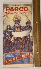 ANTIQUE 1931 PARCO MOTOR TRAILS ROAD MAP GAS OIL SERVICE STATION MAINE CAR AUTO