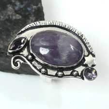 Amethyst Gemstone Ethnic Handmade Ring Jewelry For Unisex US Size-6.75 AR 18965