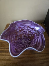 Purple Hand-Blown Art Glass Bowl / Wall Sculpture 