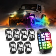 8pods Rgb Led Rock Lights Offroad Underbody Trail Rig Glow Lamp For Jeep Trucks