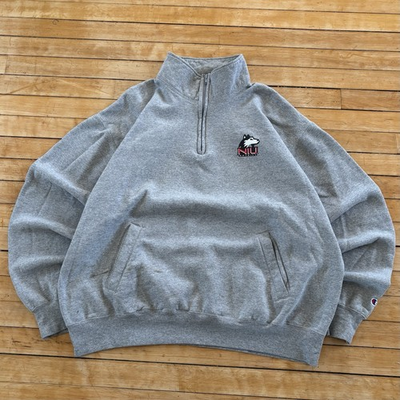 #ad Norther Illinois NIU Huskies Champion 1 4 Zip Sweatshirt Mens 2XL Baggy Gray $24.95
