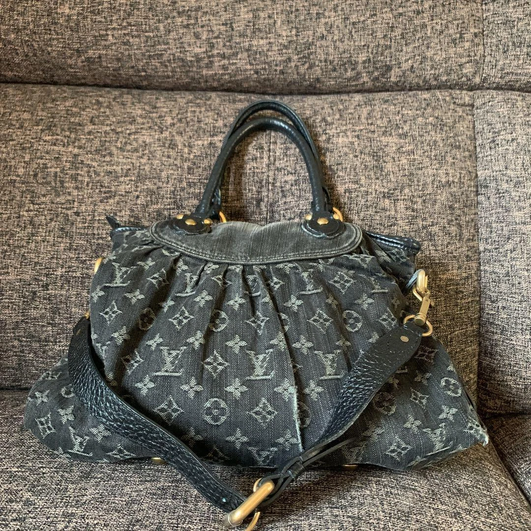 Louis Vuitton Gray Denim Shoulder Bag