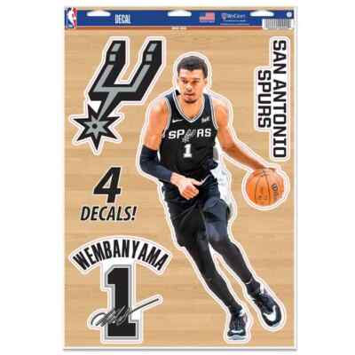 VICTOR WEMBANYAMA SAN ANTONIO SPURS 4 PIECE MULTI-USE WALL DECALS 11''X17'' NBA