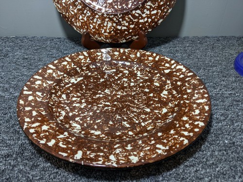 2 x Royal Cumberland for Royal Copenhagen Brown White Sponge Pottery Plate 10” - Photo 7/7