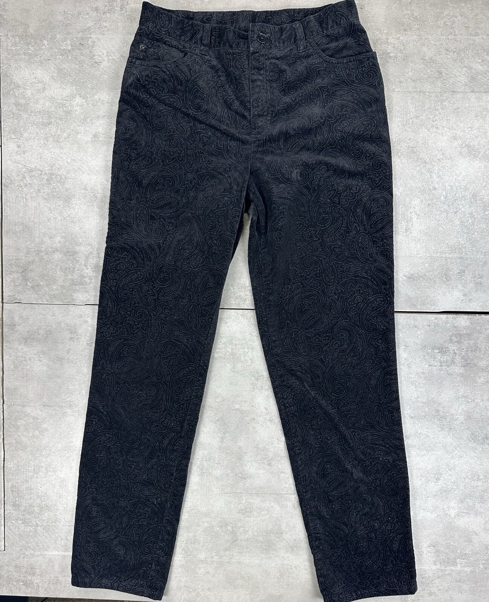 Vintage Lauren Ralph Lauren Women’s Sz Black Velvet Paisley Print Pants