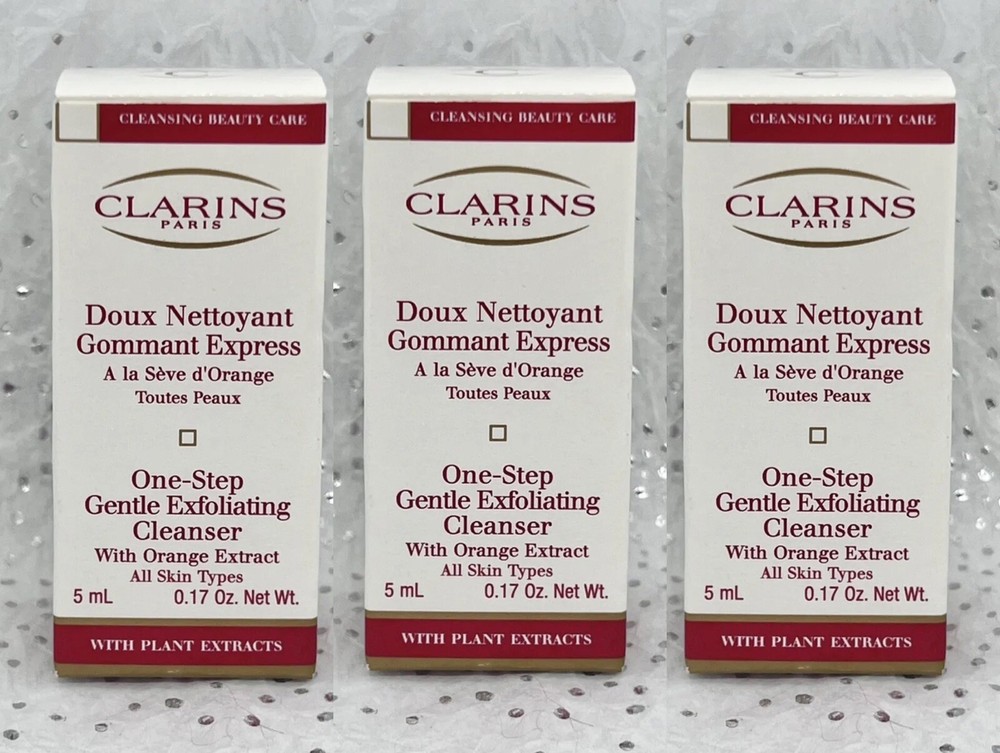 X3 CLARINS One Step Gentle Exfoliating Cleanser w/Orange Extract .17oz Trial Sz