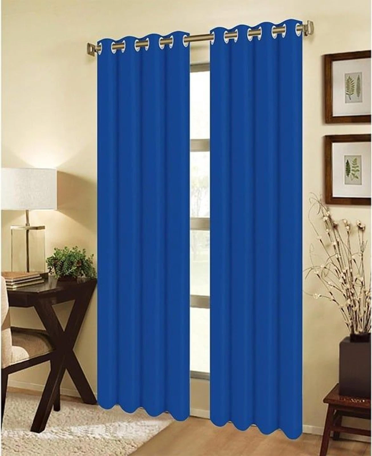 2 Pc Panels With Grommets Royal Blue Curtains 55"x63" - Myra