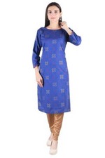 Women's Rayon Blue Printed Straight Kurti