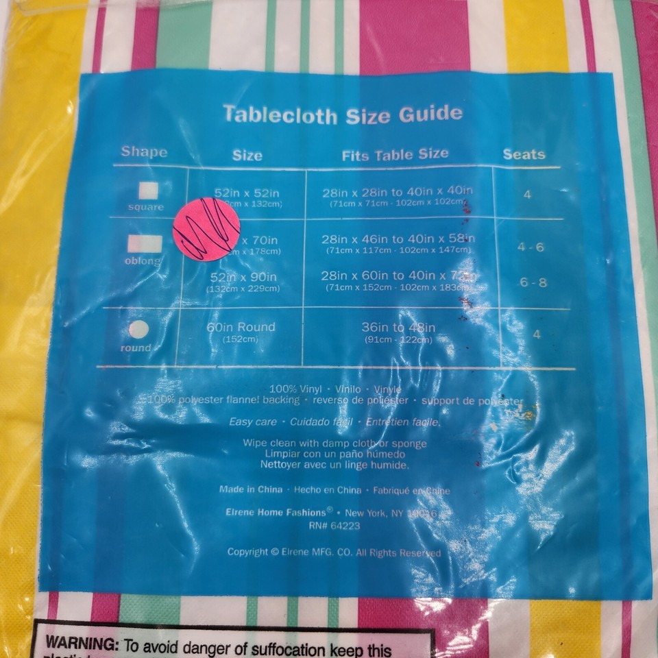 Summer Umbrella Hole Zipper Patio Tablecloth Vinyl 70" Oblong Table